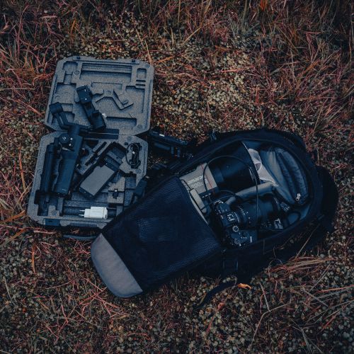 Padded gear bag with lenses and accessories — photo by Mad Knoxx Deluxe on Pexels