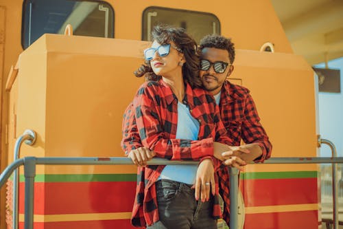 Couple Wearing Checkered Shirts