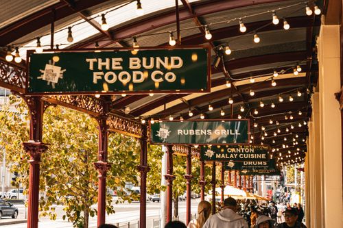 Free Charming view of Queen Victoria Market with illuminated signs in Melbourne, Australia. Stock Photo