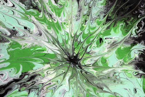 Free Dynamic abstract fluid art featuring green and black swirls creating an organic, energetic pattern. Stock Photo