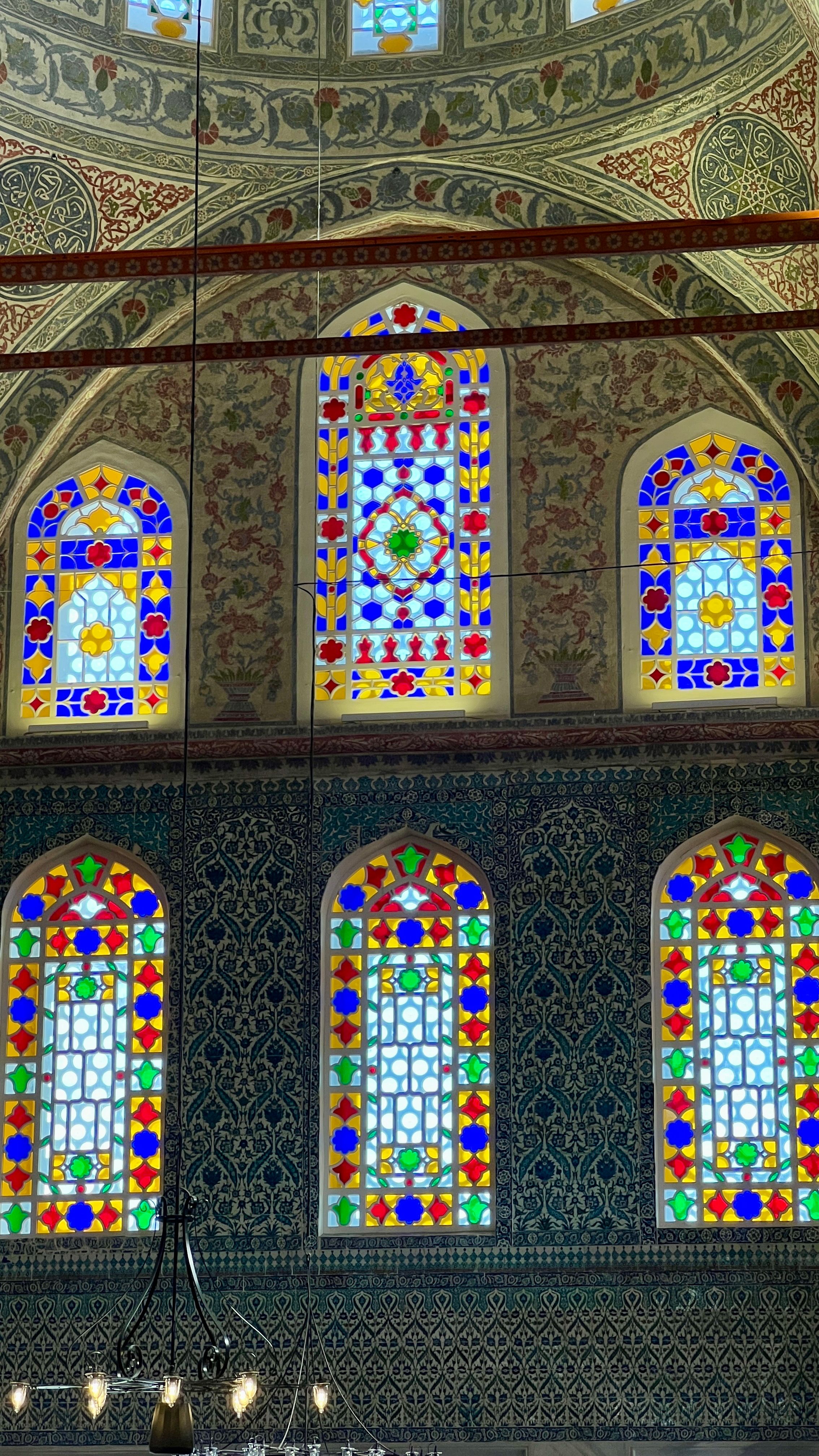 Colorful Stained Glass Windows in Historic Mosque · Free Stock Photo