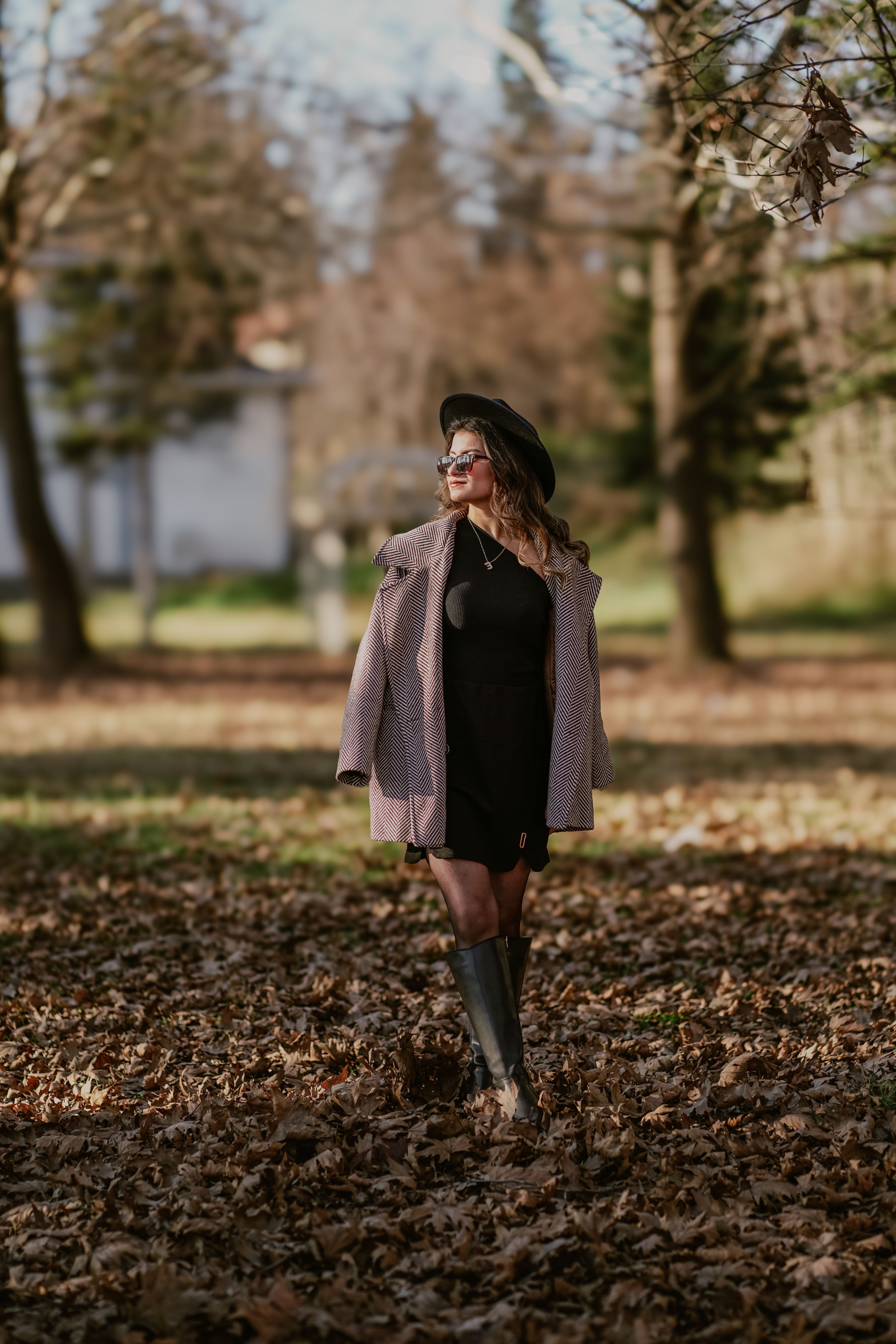 Stylish Woman Strolling Through Autumn Park · Free Stock Photo