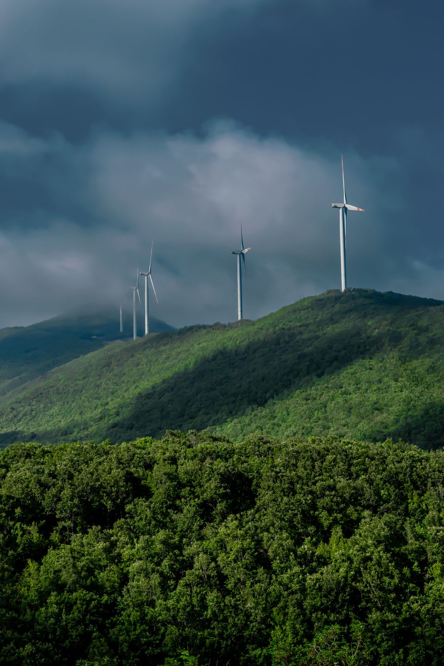Wind turbines on UK green hills