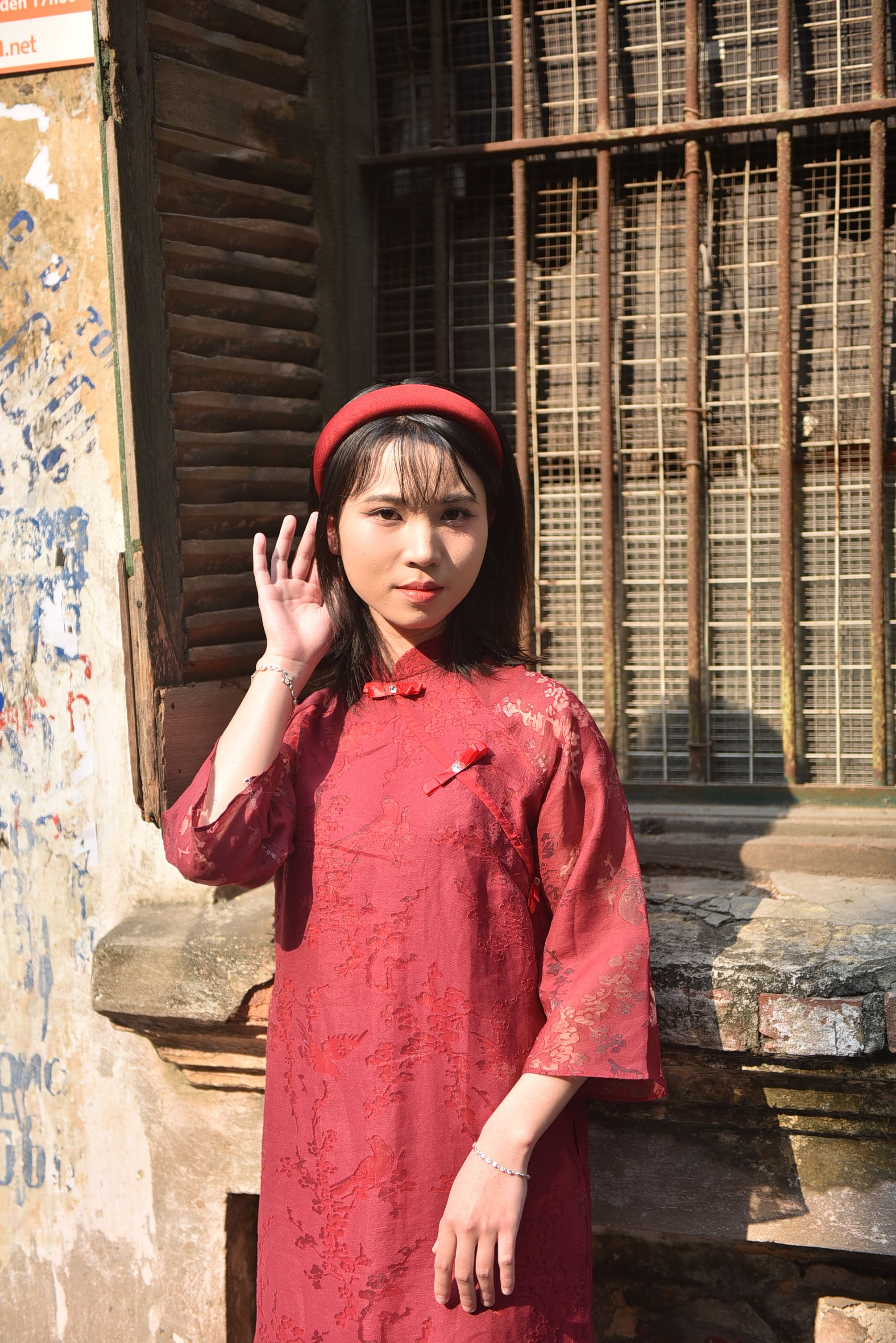 Woman in Red Traditional Dress Standing Outdoors · Free Stock Photo