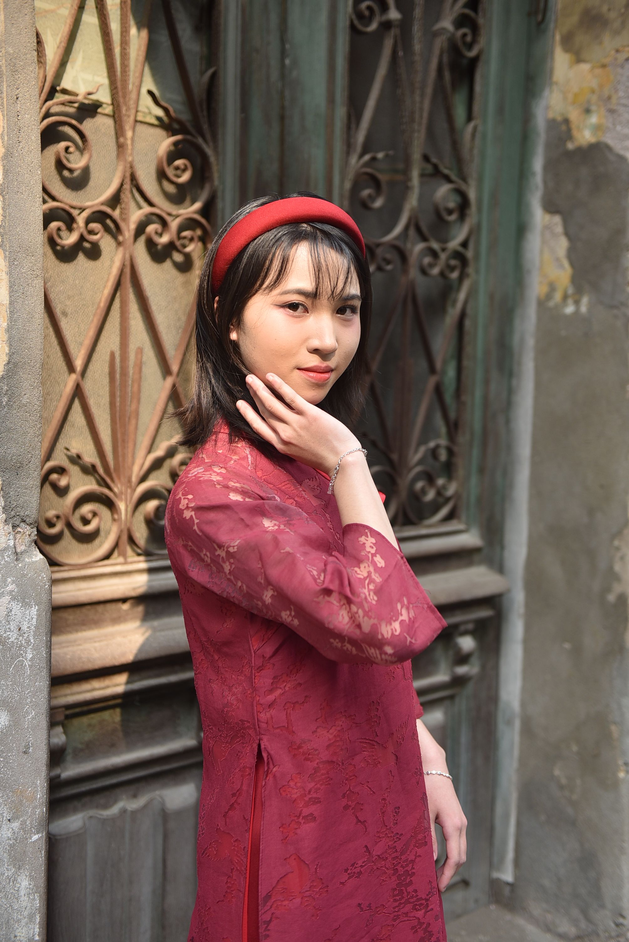 Elegant Woman in Red Dress Outdoors · Free Stock Photo