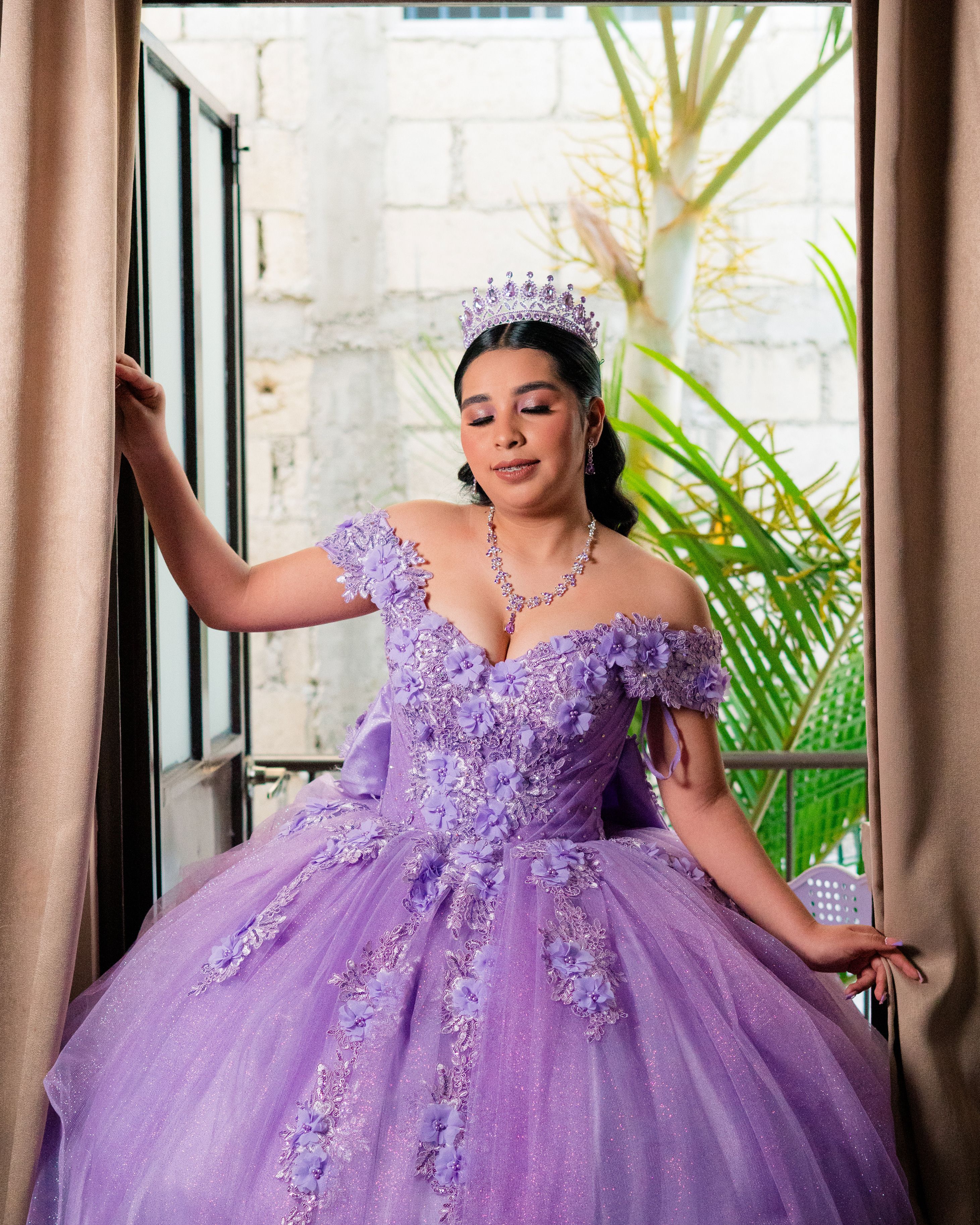 strapless open back dress Romantic Purple Wedding Dresses Flowers Ball Gown  alinanova