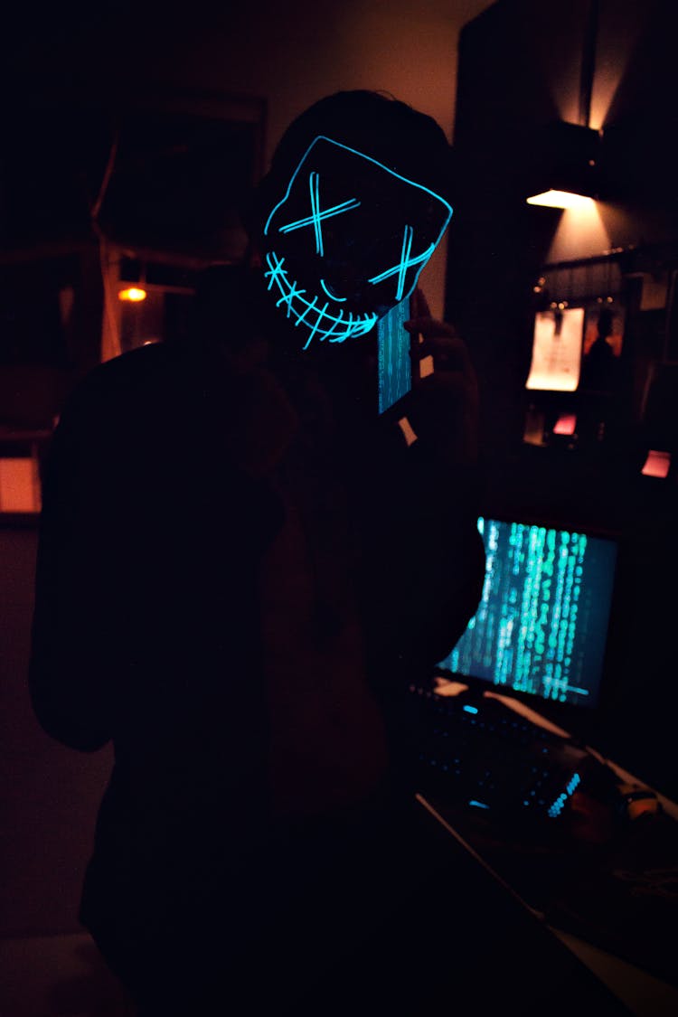 Person Wearing LED Mask