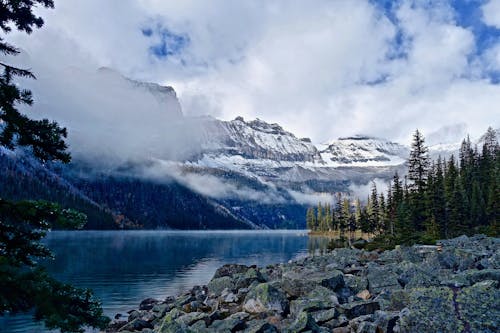 免費 在背景中的山脈與湖的景色 圖庫相片