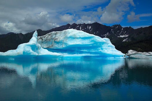 Scenic View of Frozen Lake Against Blue Sky