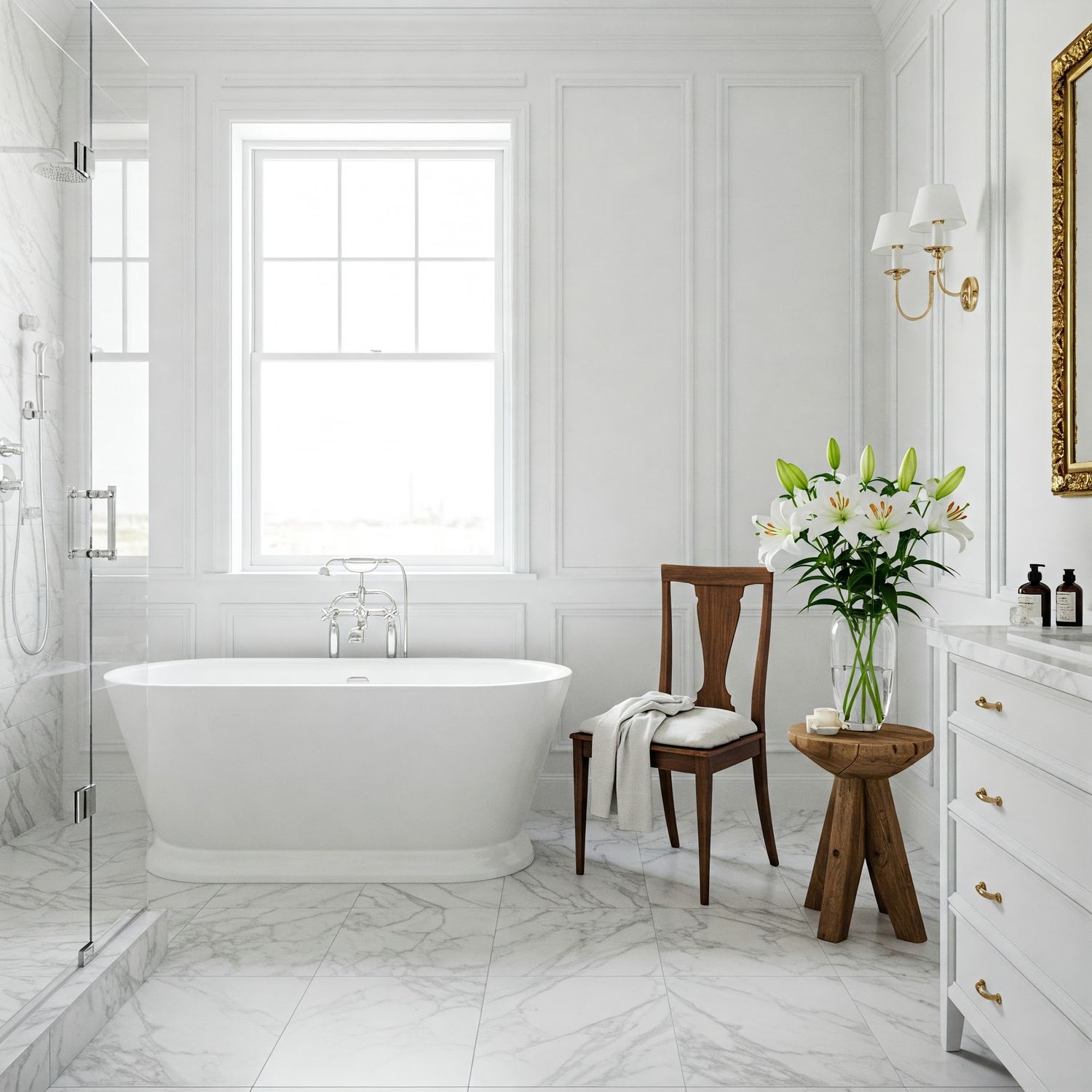 Elegant Minimalist White Bathroom Interior Design · Free Stock Photo