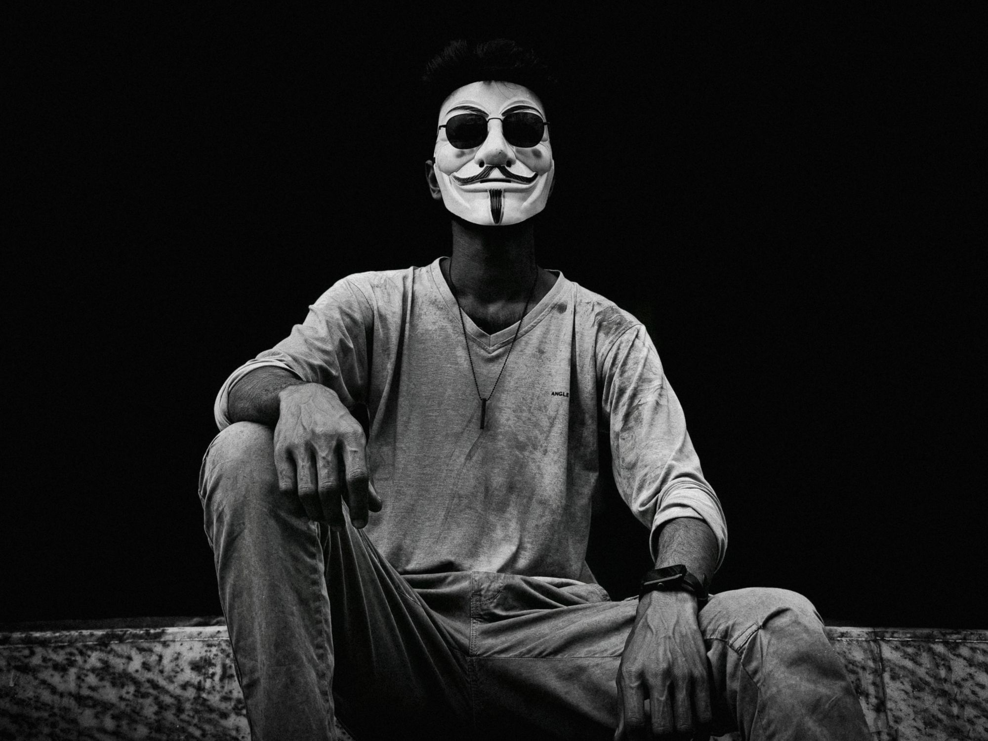 Guy With Mask Mysterious Man Wearing Guy Fawkes Mask · Free Stock Photo