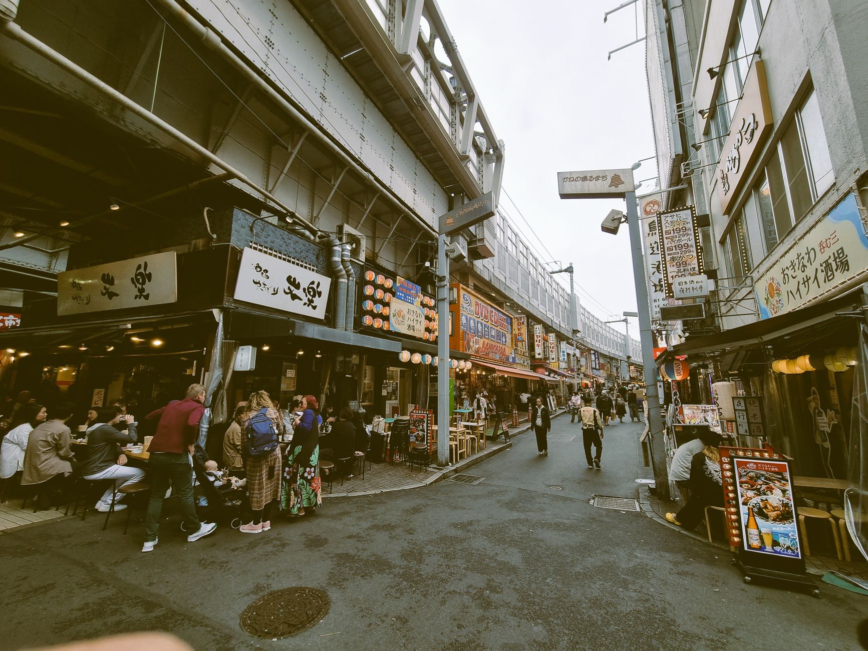상점, 음식 노점과 활기찬 거리 생활로 가득한 도쿄의 번화한 거리 시장을 탐험하세요.