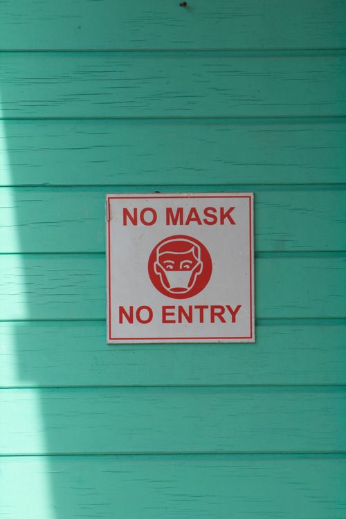 No Mask No Entry Sign on Turquoise Wall ยท Free Stock Photo