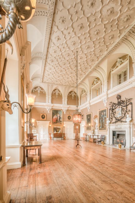 Discover the stunning architecture of Burton Constable Hall's grand interior in England, showcasing intricate baroque design.