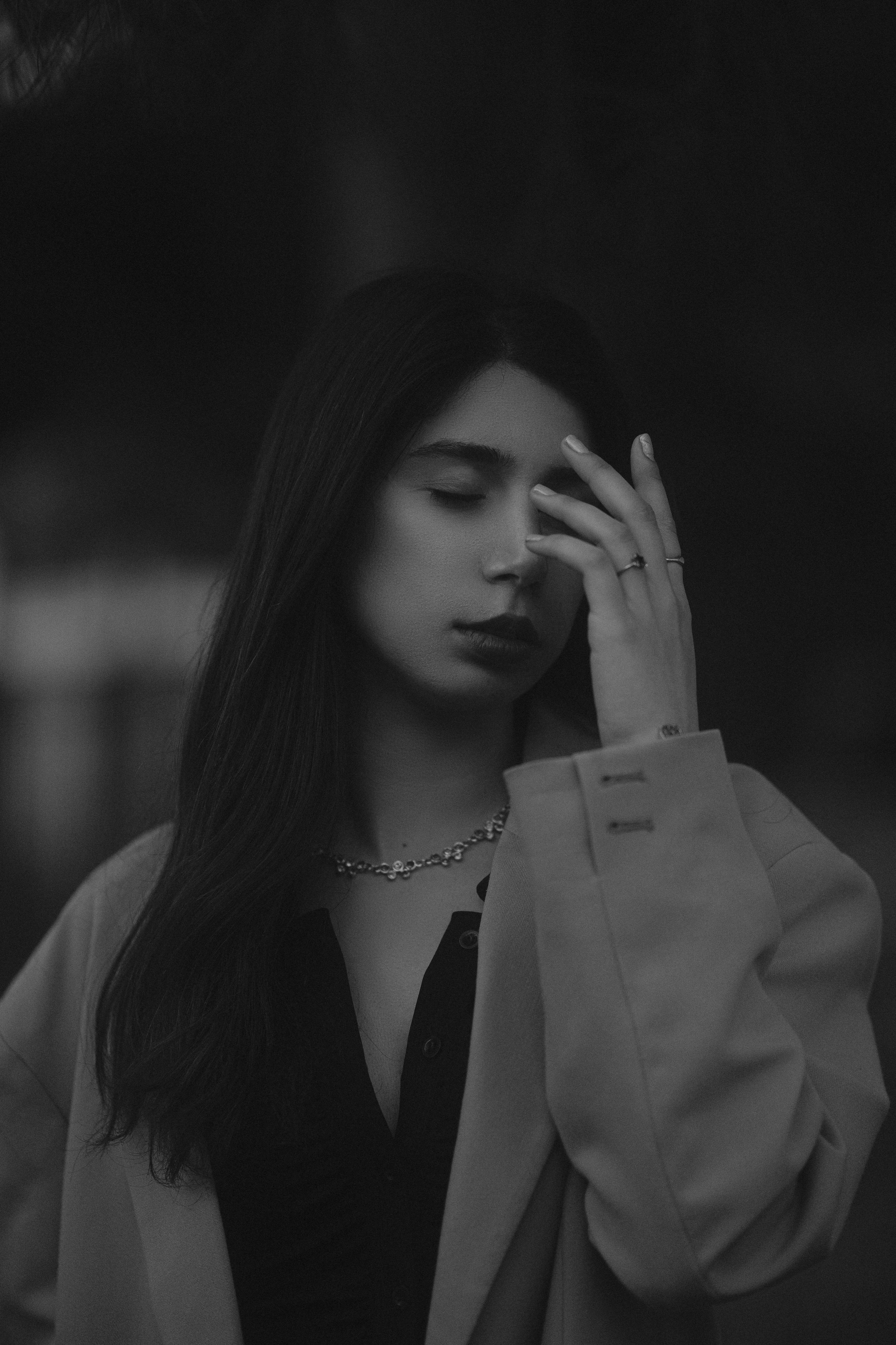 Moody Black and White Portrait of a Woman · Free Stock Photo