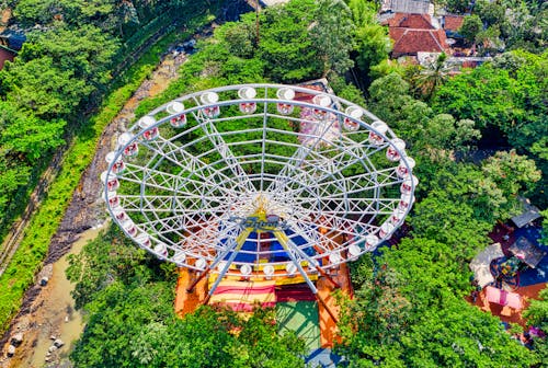 Aerial Photography of White Ferris Wheel