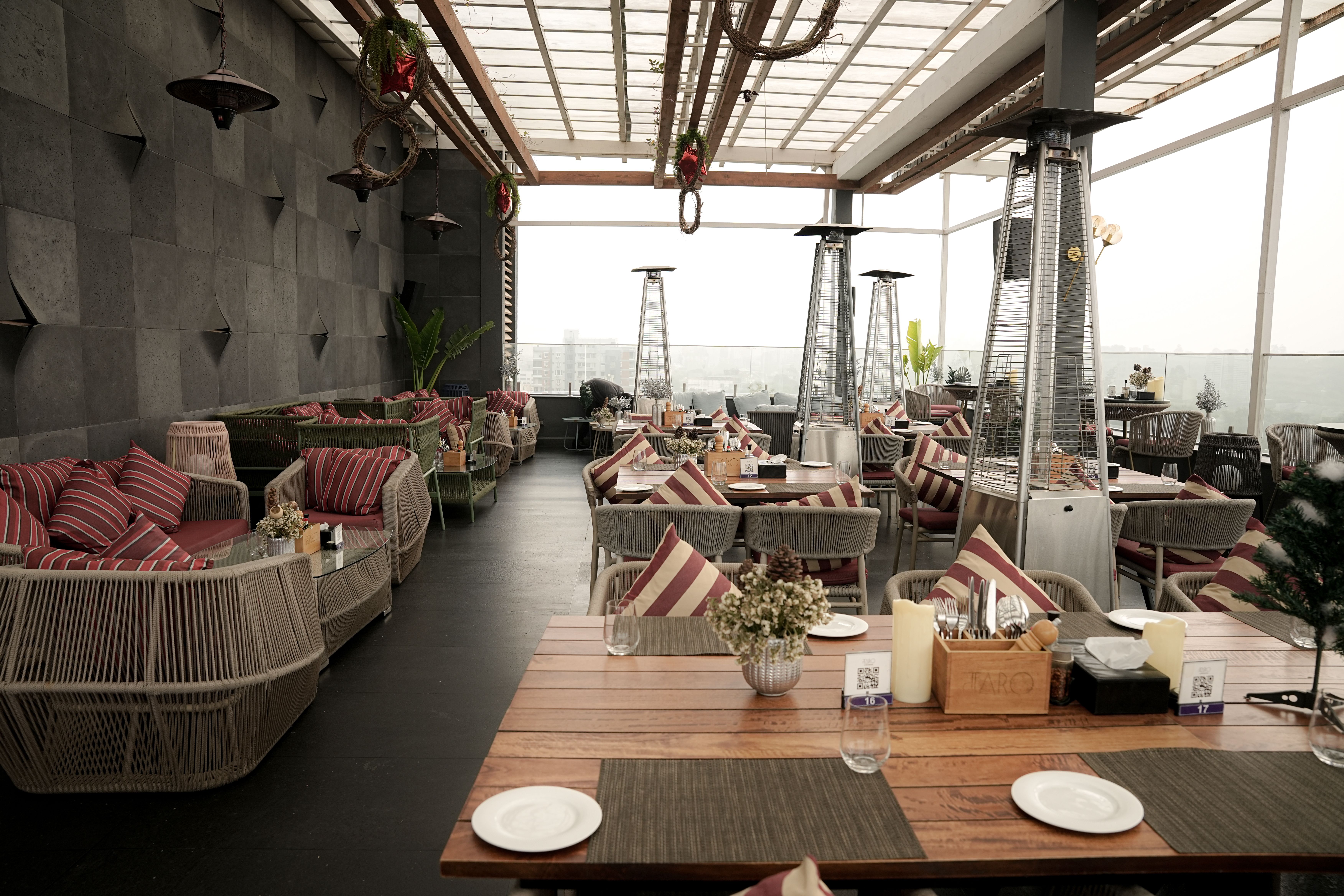 Elegant Rooftop Restaurant Interior with City View · Free Stock Photo
