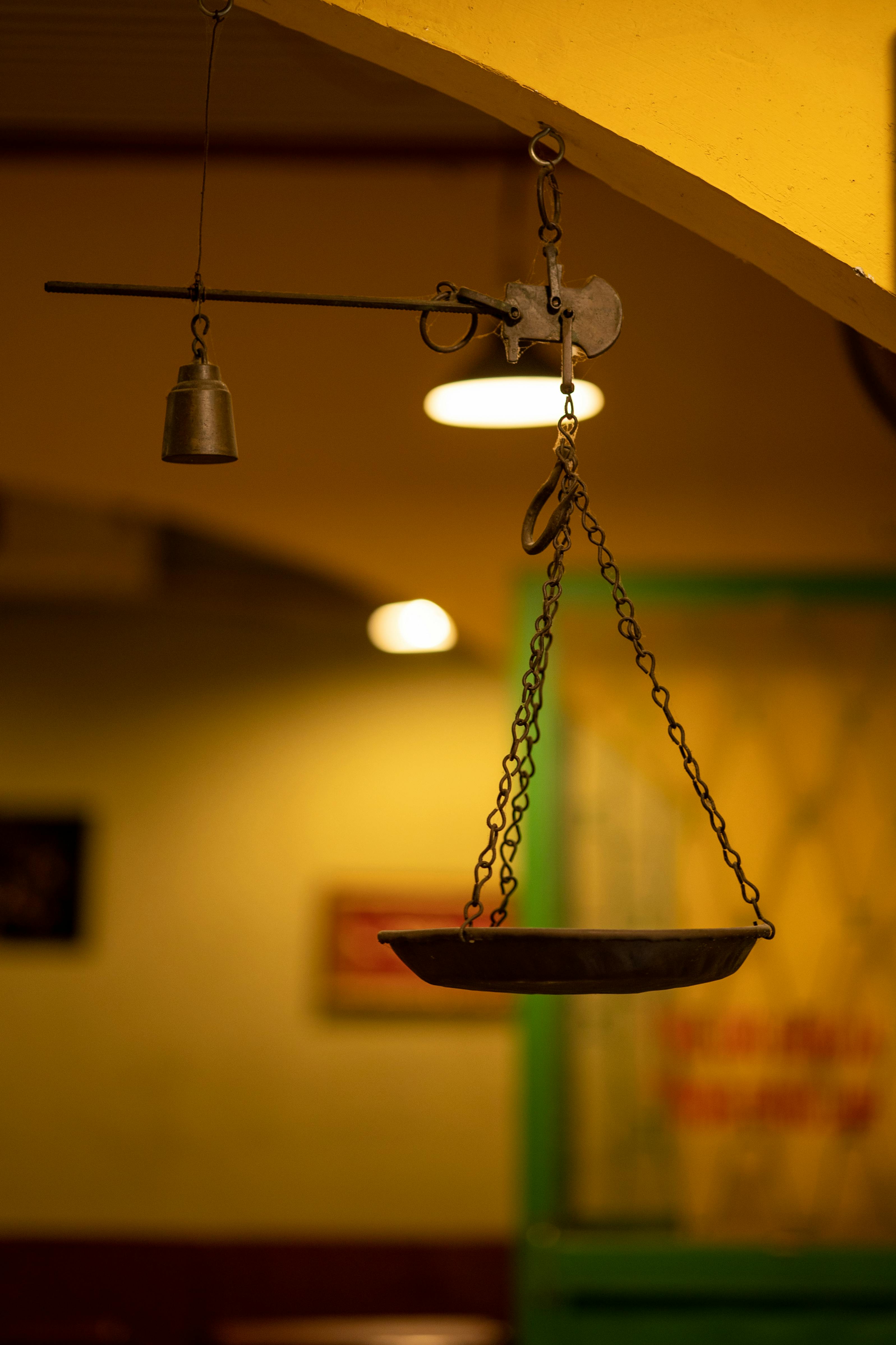 vintage weighing scale in rustic interior setting