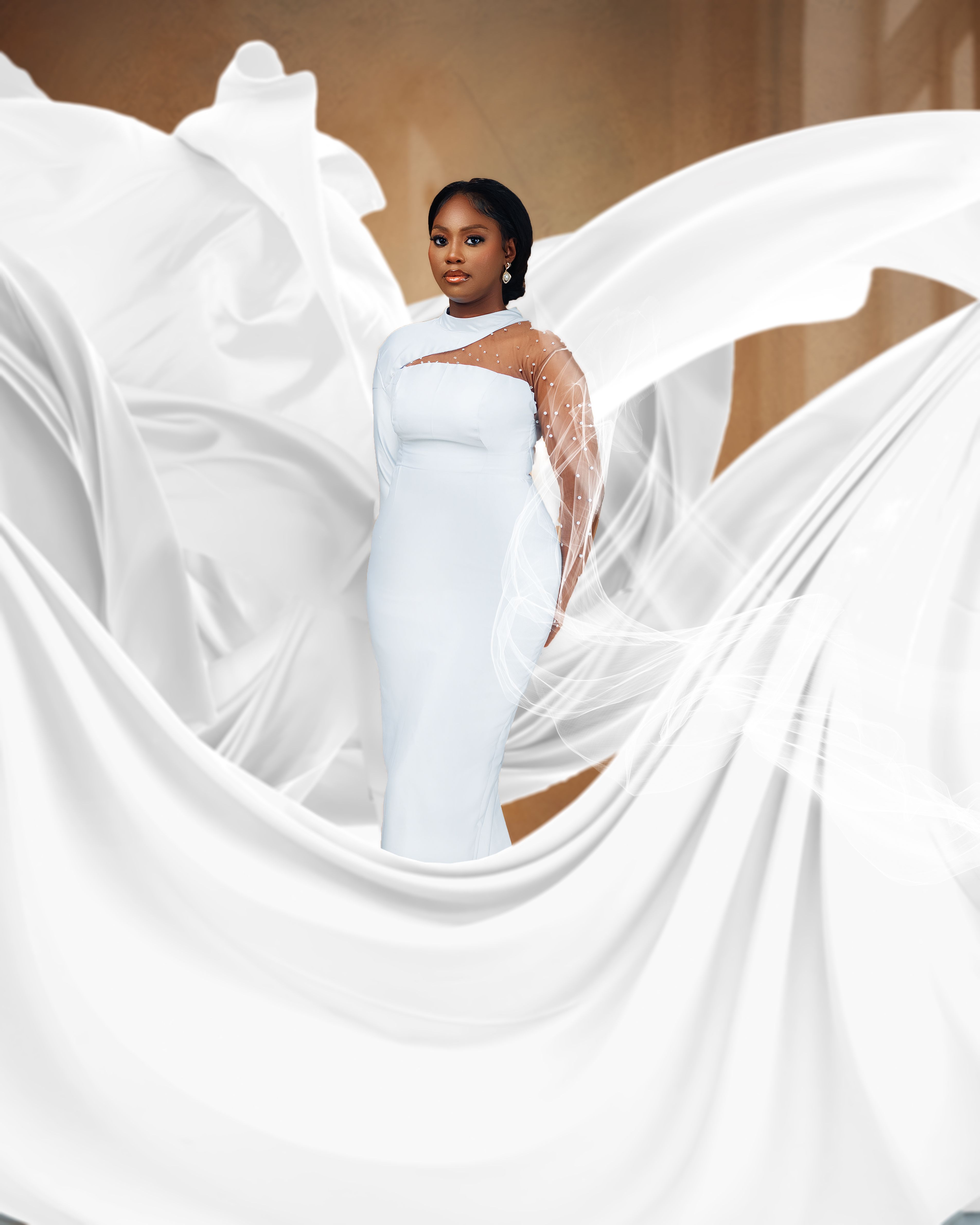 Elegant Woman in Flowing White Dress  Free Stock Photo