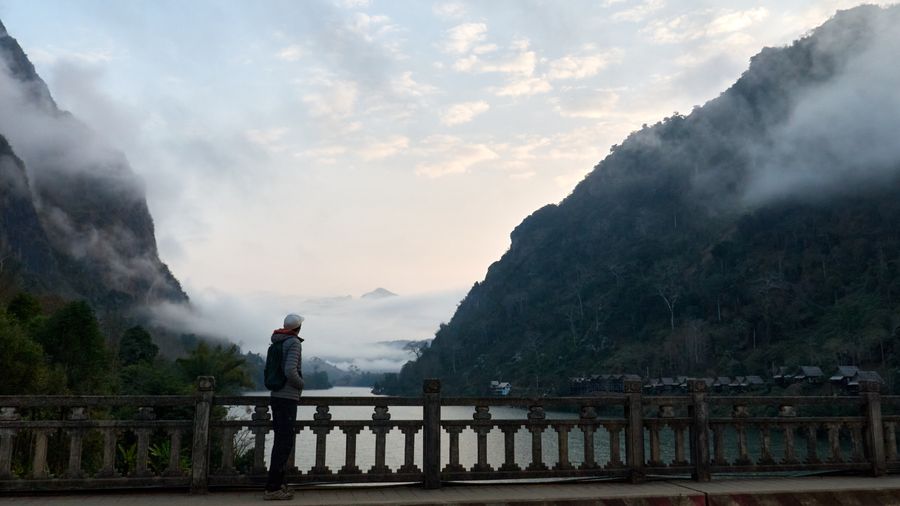 Morning river and mountain scenery near Nong Khiaw, one of the smaller towns often overlooked by users of dating apps in Laos