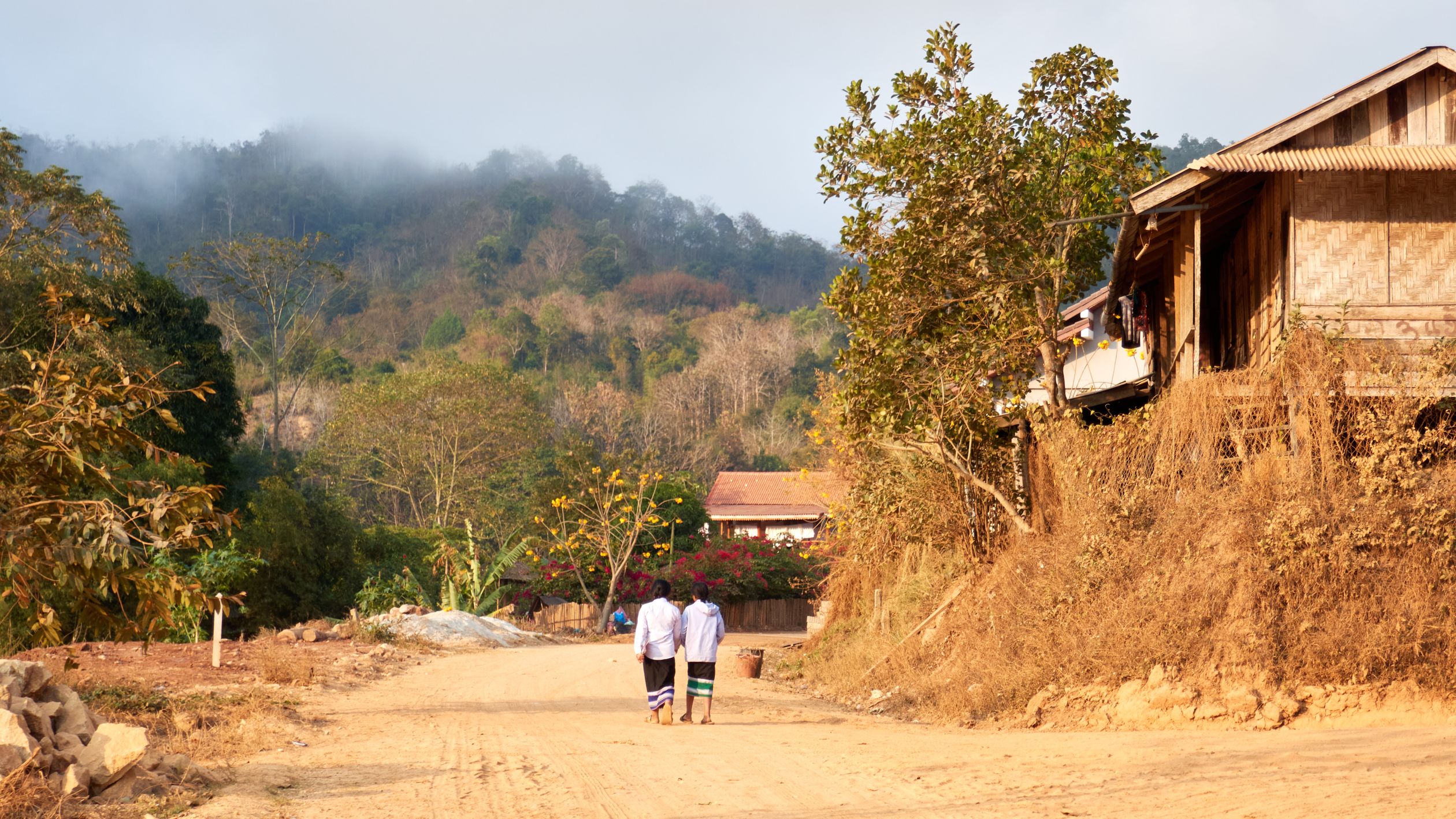 Children Walking on a Rural Road in Laos · Free Stock Photo