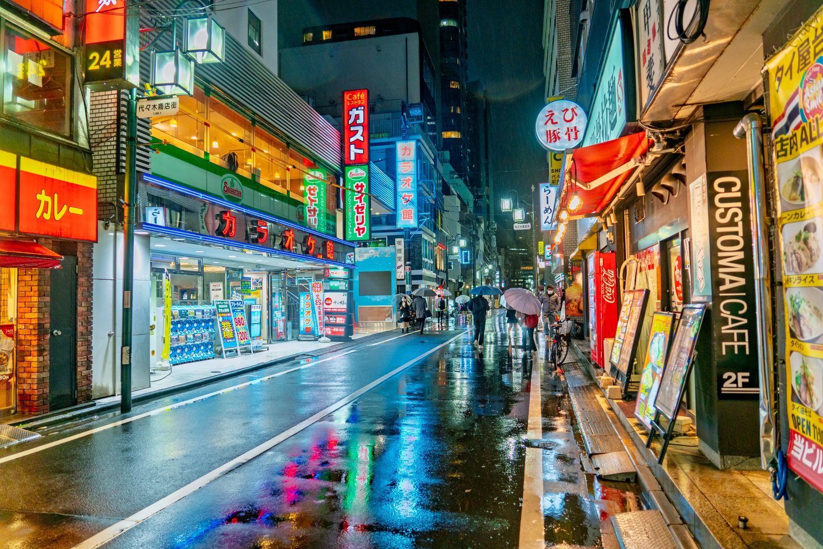 Tokyo Wet Pavement Glow 4K wallpaper