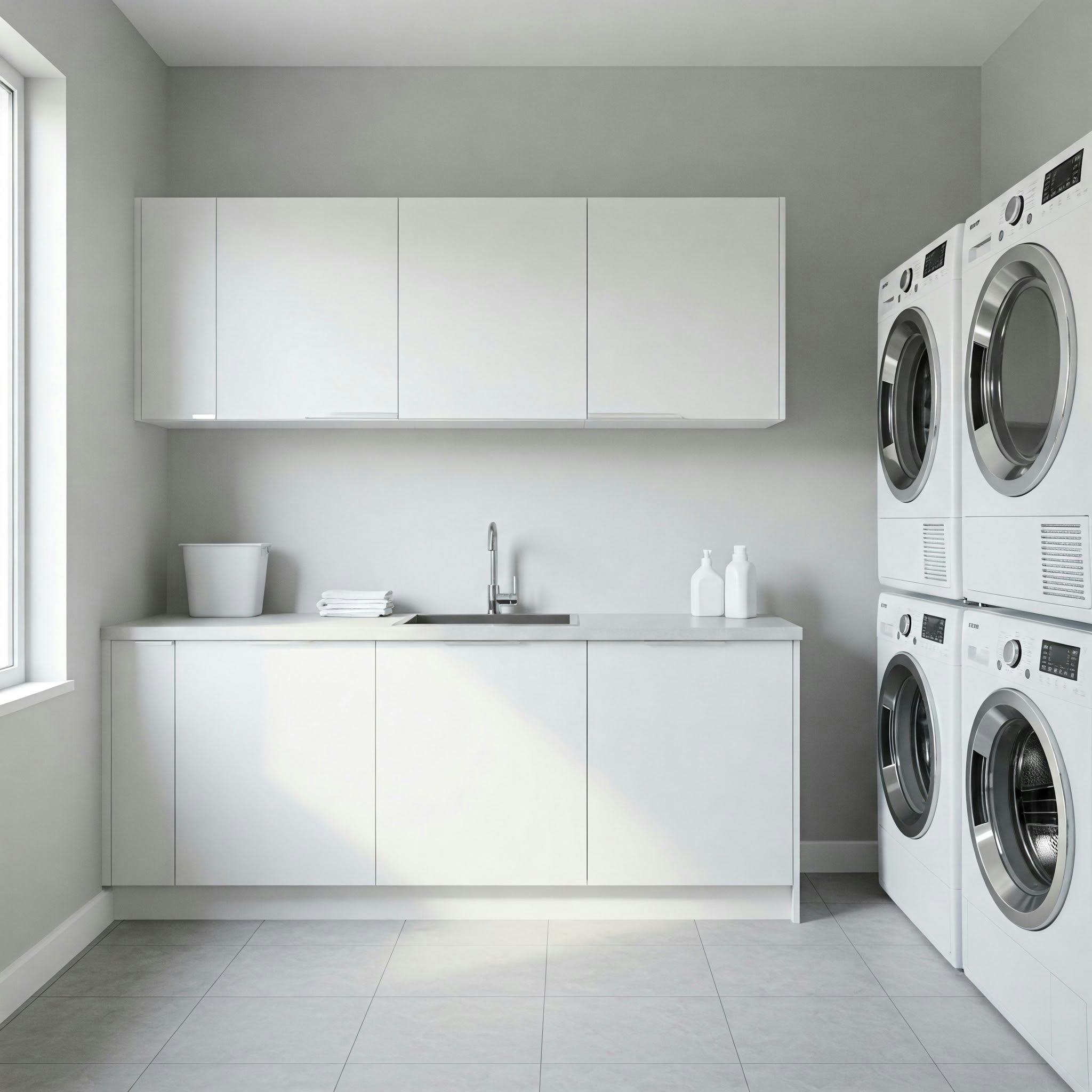 Minimalist modern interior laundry room LG Ironing