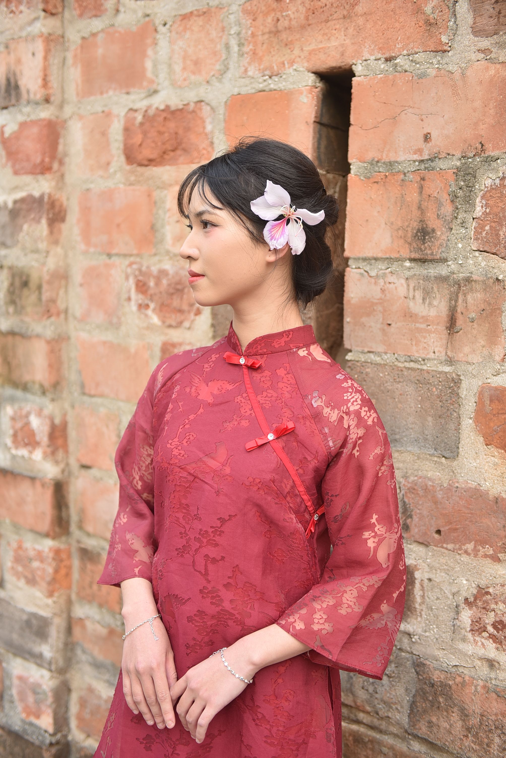 Young Woman in Traditional Red Dress Outdoors · Free Stock Photo
