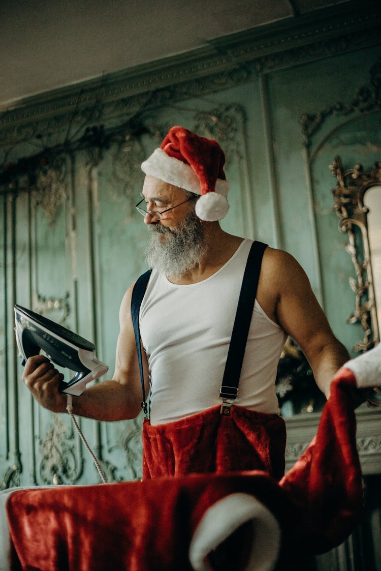Man Wearing Santa Costume