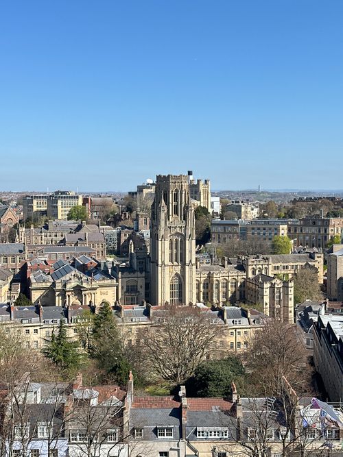 Free A panoramic view of the iconic Wills Memorial Building in Bristol, England, on a sunny day. Stock Photo