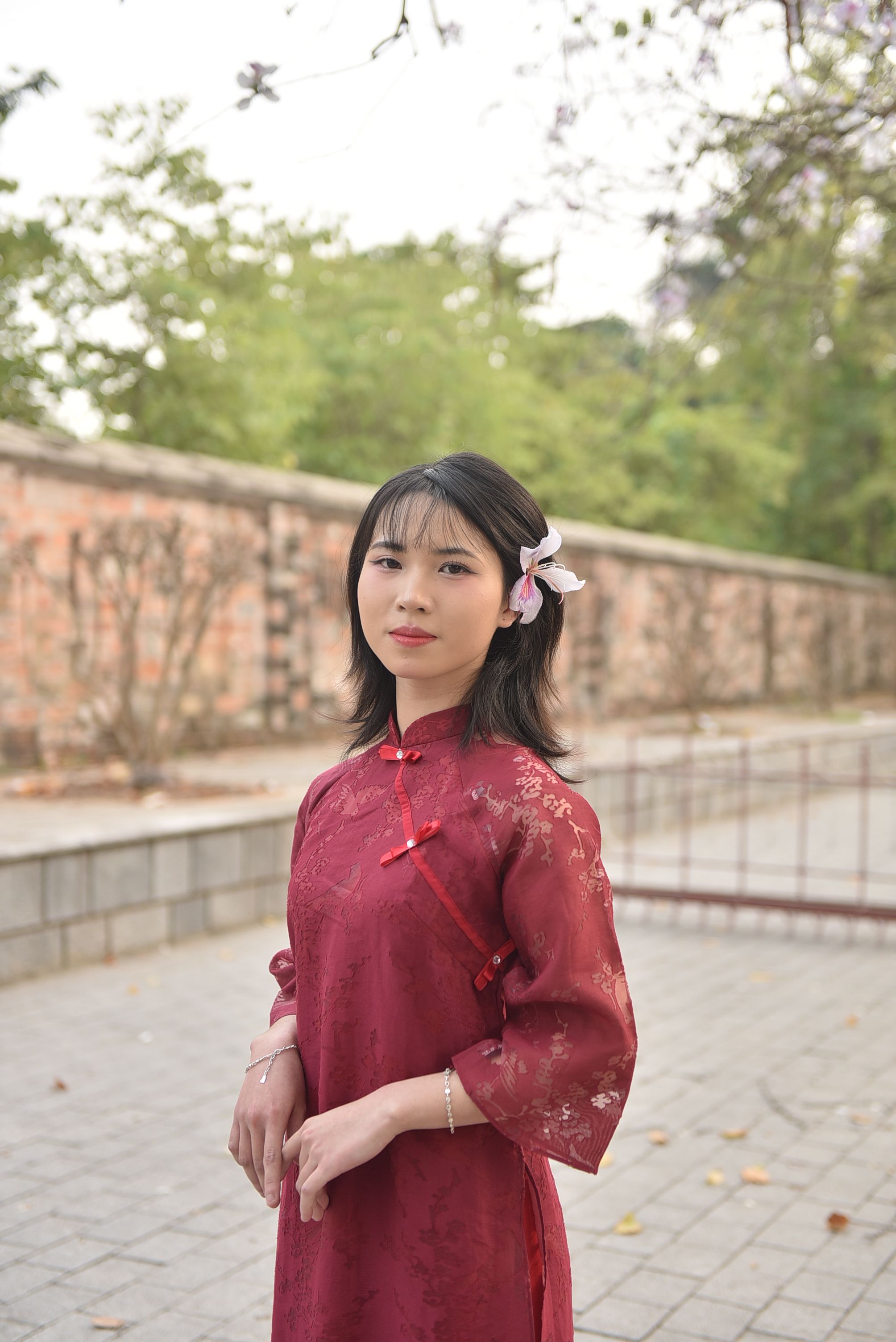 Young Woman in Traditional Red Dress Outdoors · Free Stock Photo
