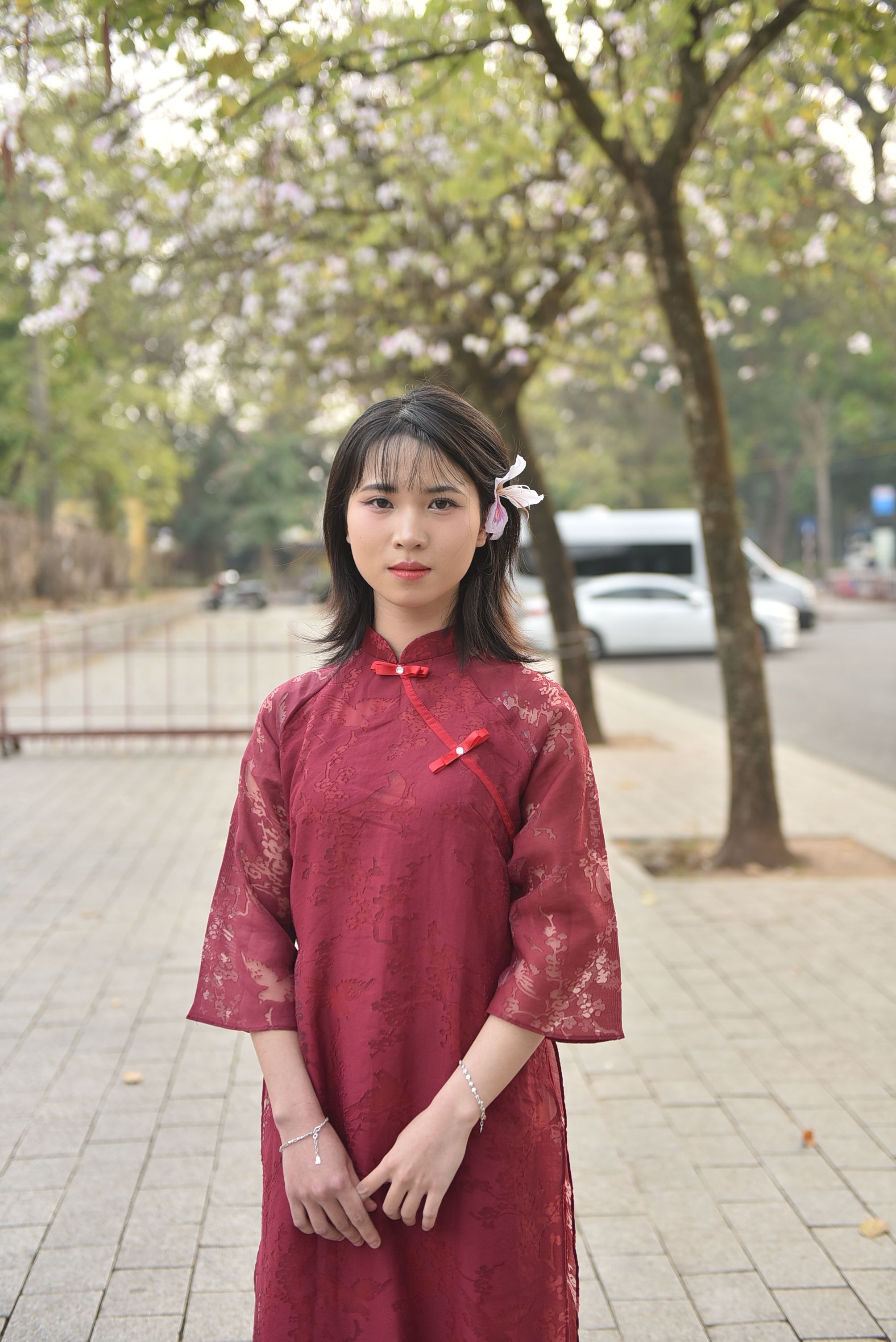 Young Woman in Traditional Red Dress Outdoors · Free Stock Photo