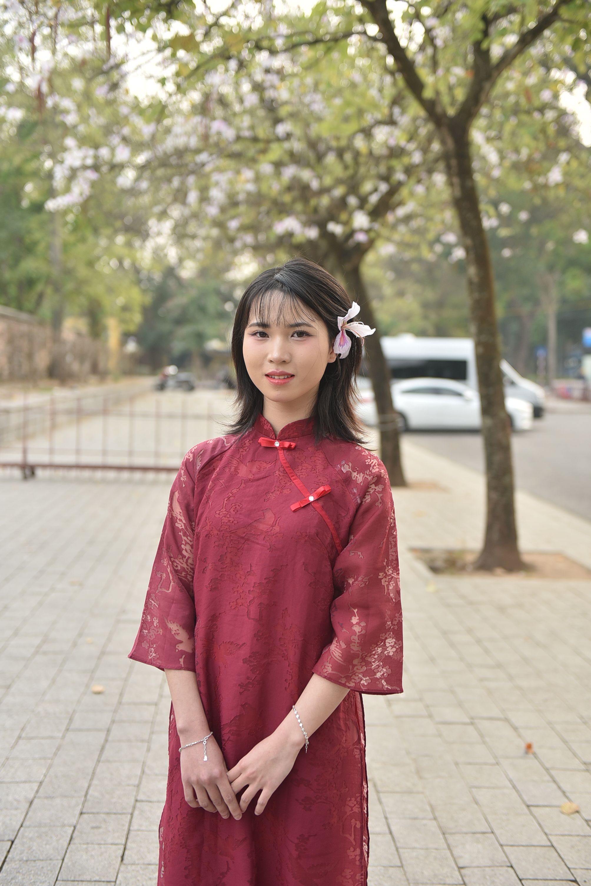 Young Woman in Traditional Red Dress Outdoors · Free Stock Photo