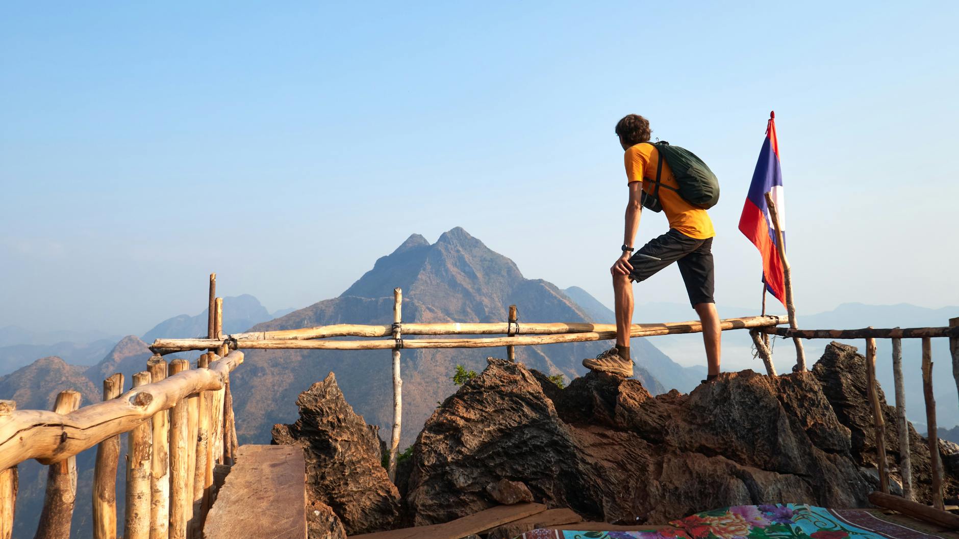 Nong Khiaw Laos Limestone Karst Mountains Nam Ou River Phadeng Peak Viewpoint Caves