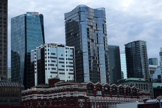 Stunning blend of modern skyscrapers and historic architecture in Vancouver's skyline.