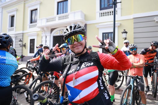 Cyclists in Puerto Rico gather for a vibrant outdoor bike ride.
