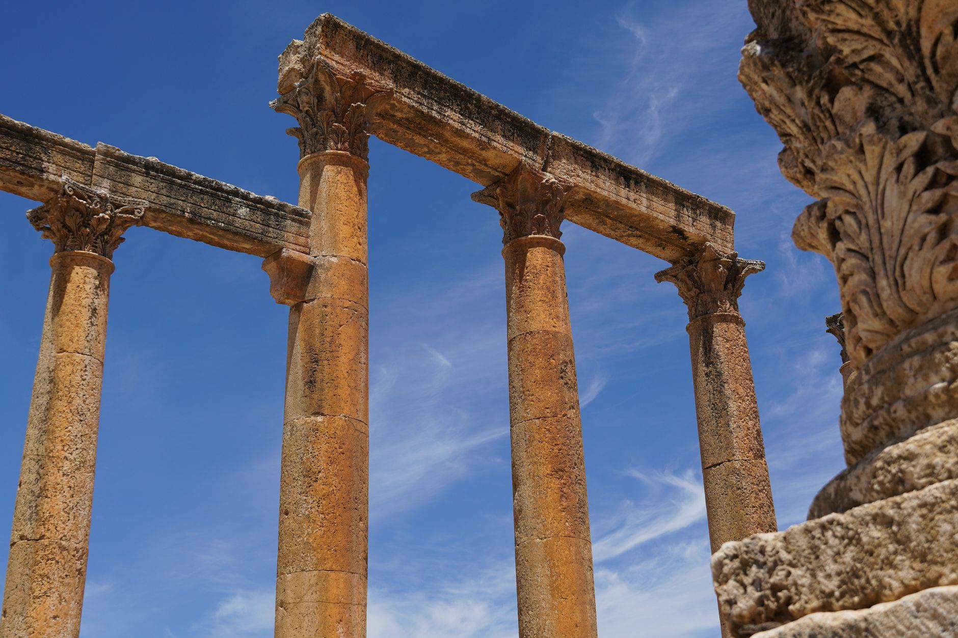 jerash temple artemis columns roman jordan ancient ruins standing pillars sky