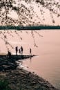 Silhouetted Family by Yangtze River in Nanjing
