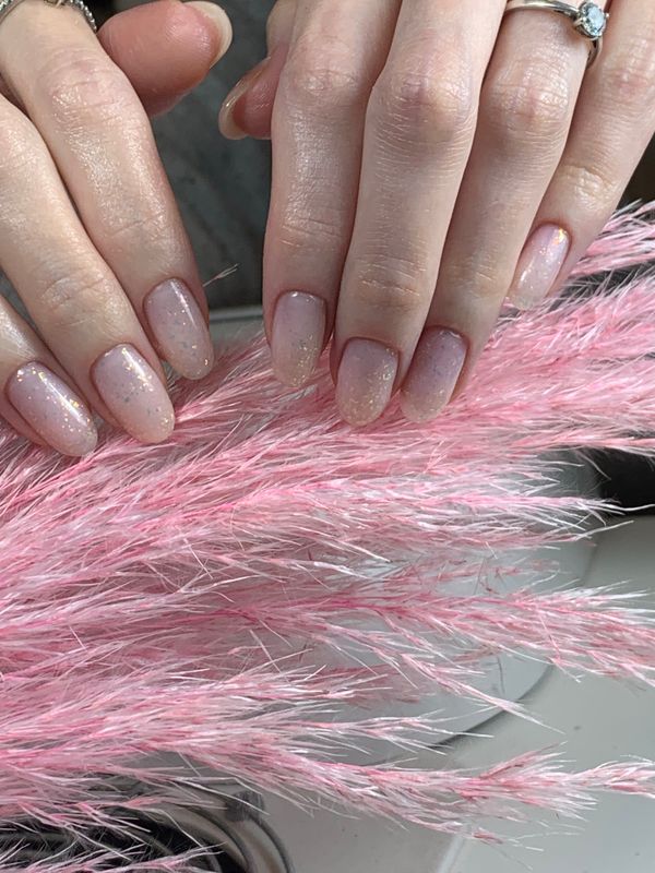 Sheer nude manicure