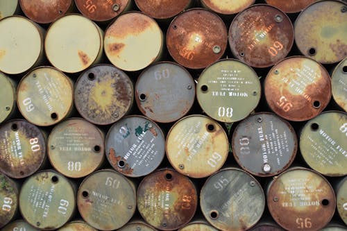 Rusty Oil Barrels Stacked