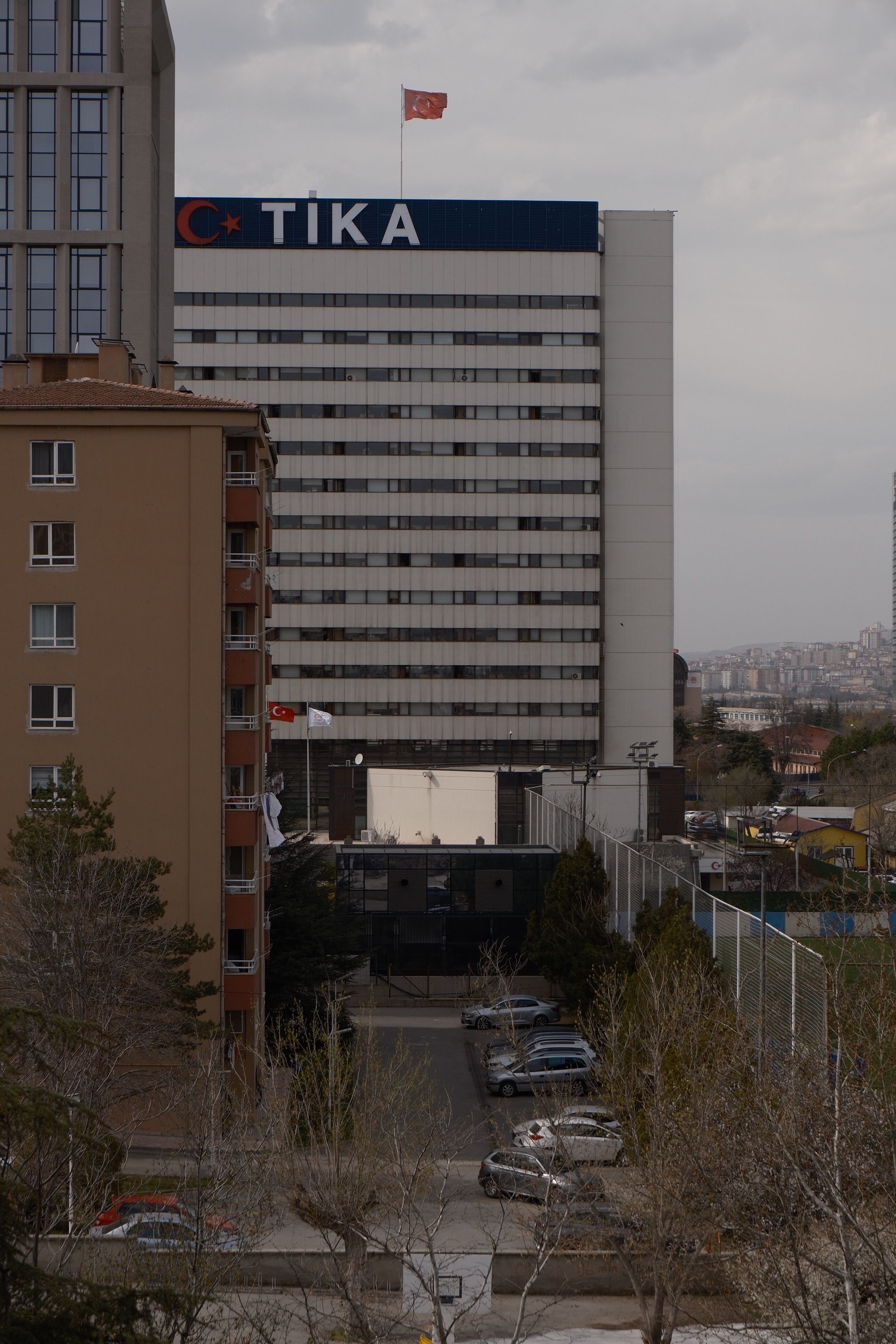 A cityscape view featuring TIKA building in Istanbul, Turkey.