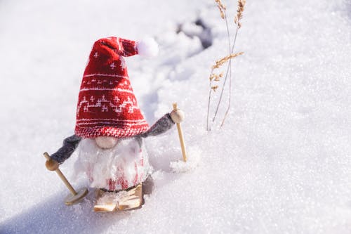 （頂部有小羊毛球的）羊毛帽子, 下雪的, 侏儒, 冬季 的 免費圖庫相片