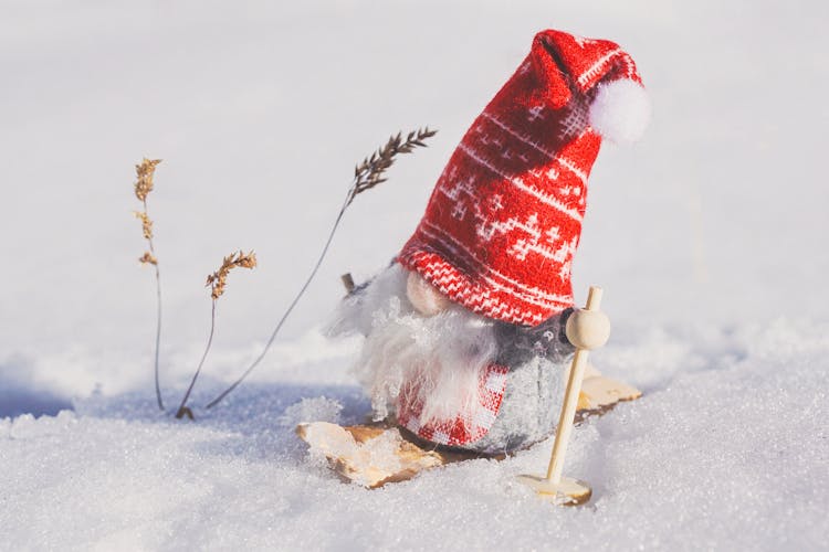 Gnome Figurine On Snow