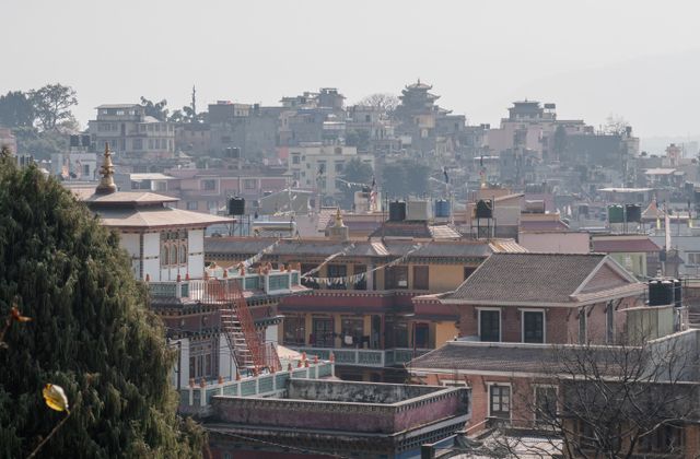 A stunning view of Kathmandu's unique architectural skyline during the day. — arriving in Kathmandu