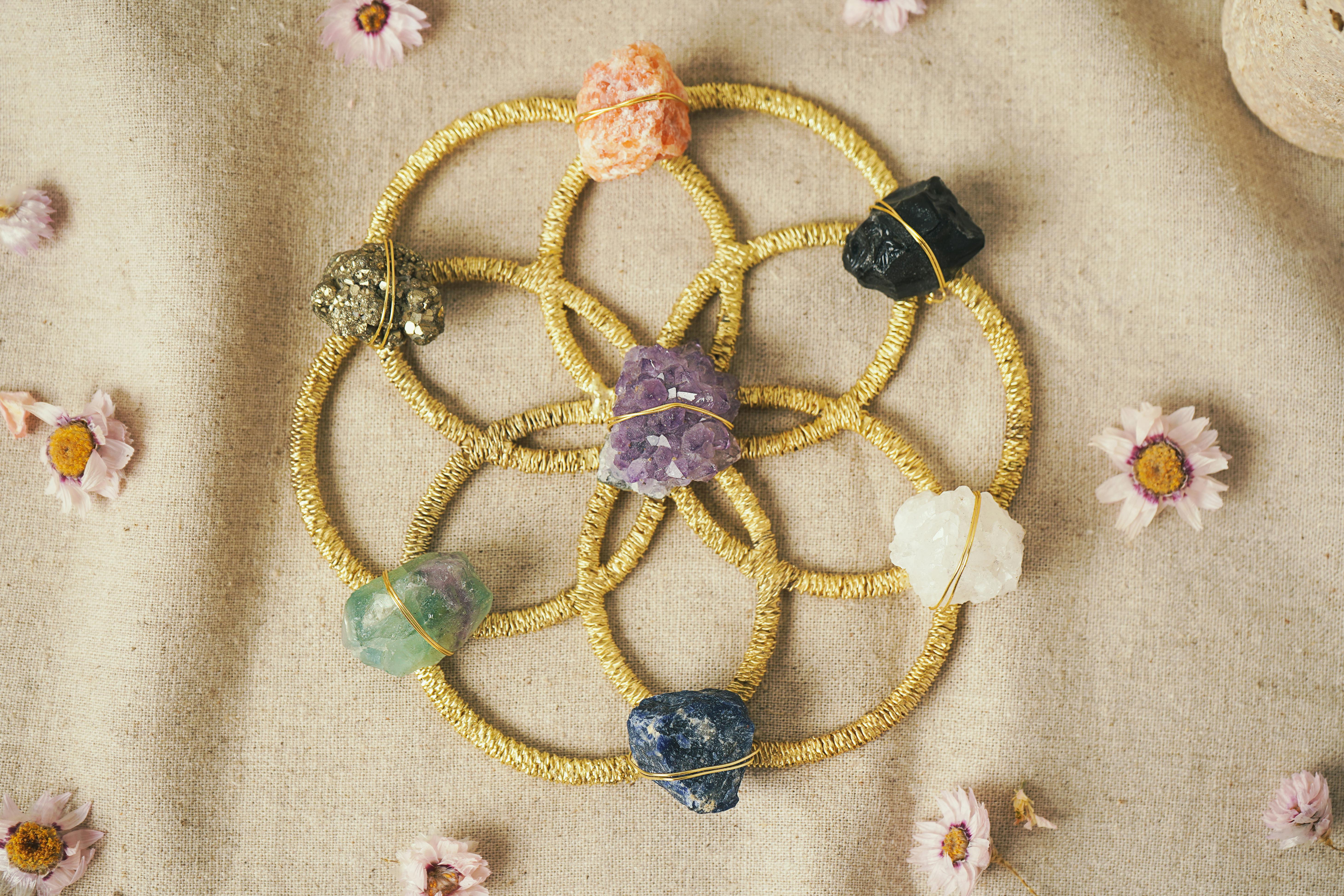 crystal grid zoom with flowers