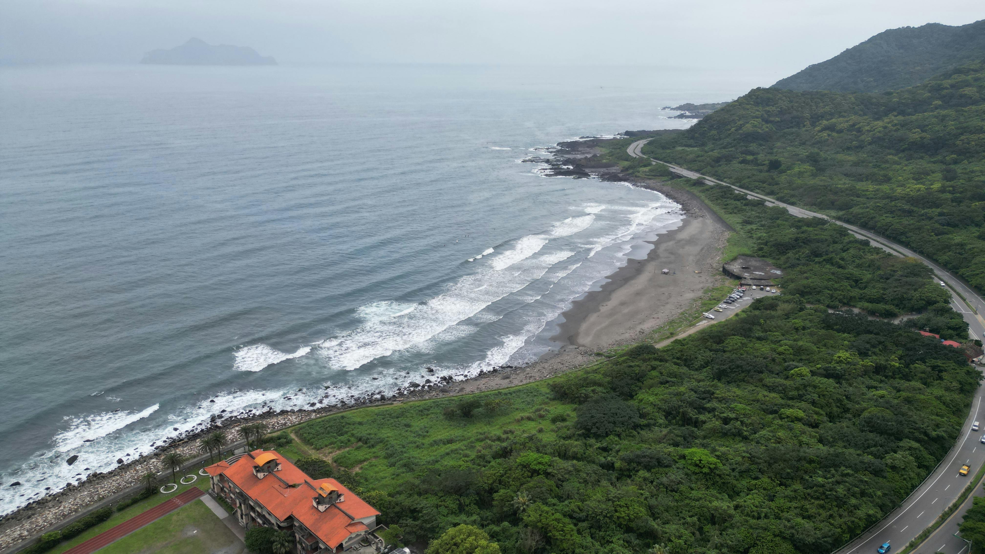 Aerial view of Taiwan's lush coastline