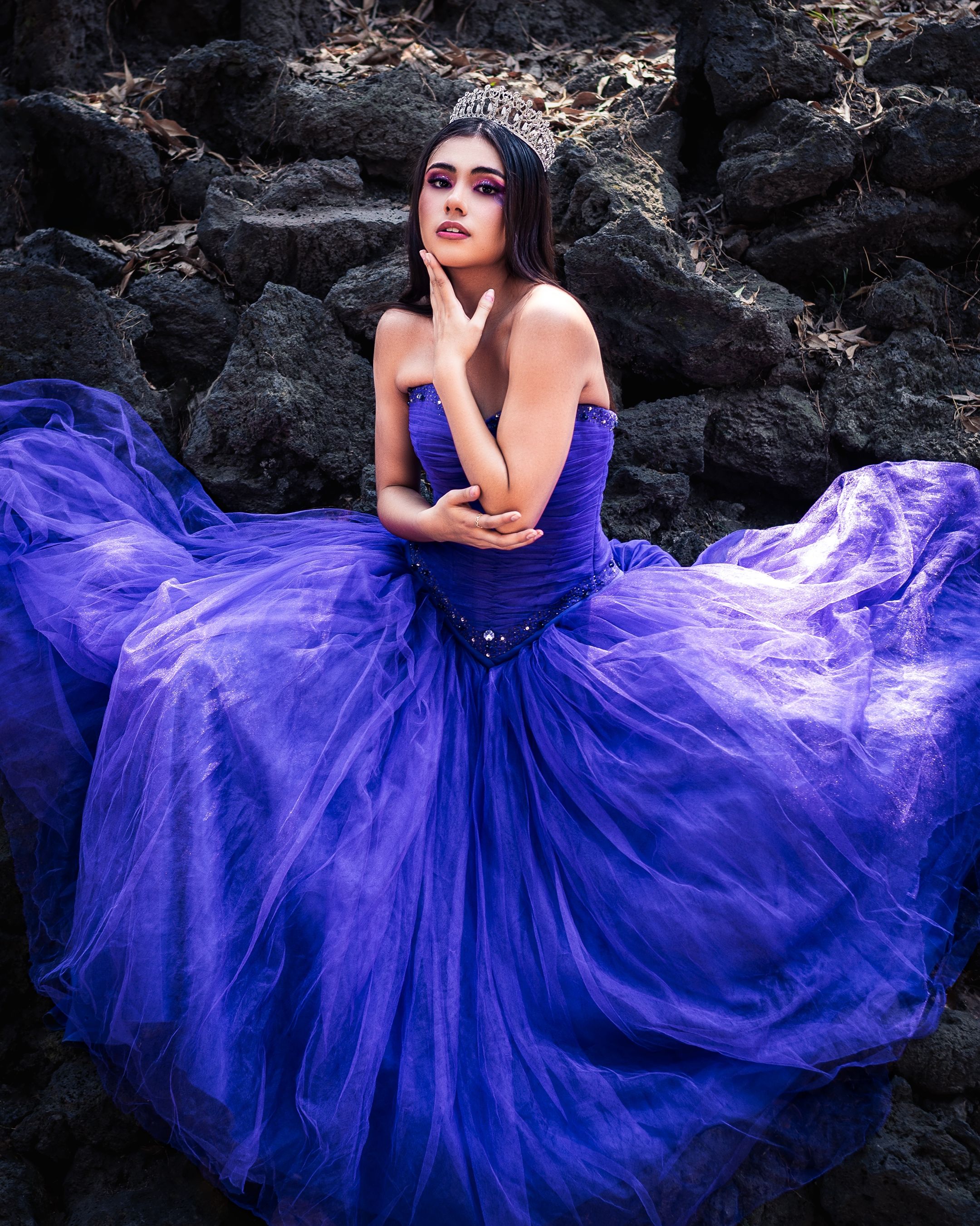 asian blue dress Fully Crystal Beaded Royal Blue Tulle Mermaid Prom Dresses – alinanova main image 0