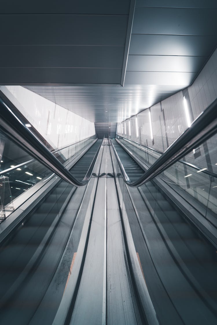 Low Angle Photography Of Empty Escalators