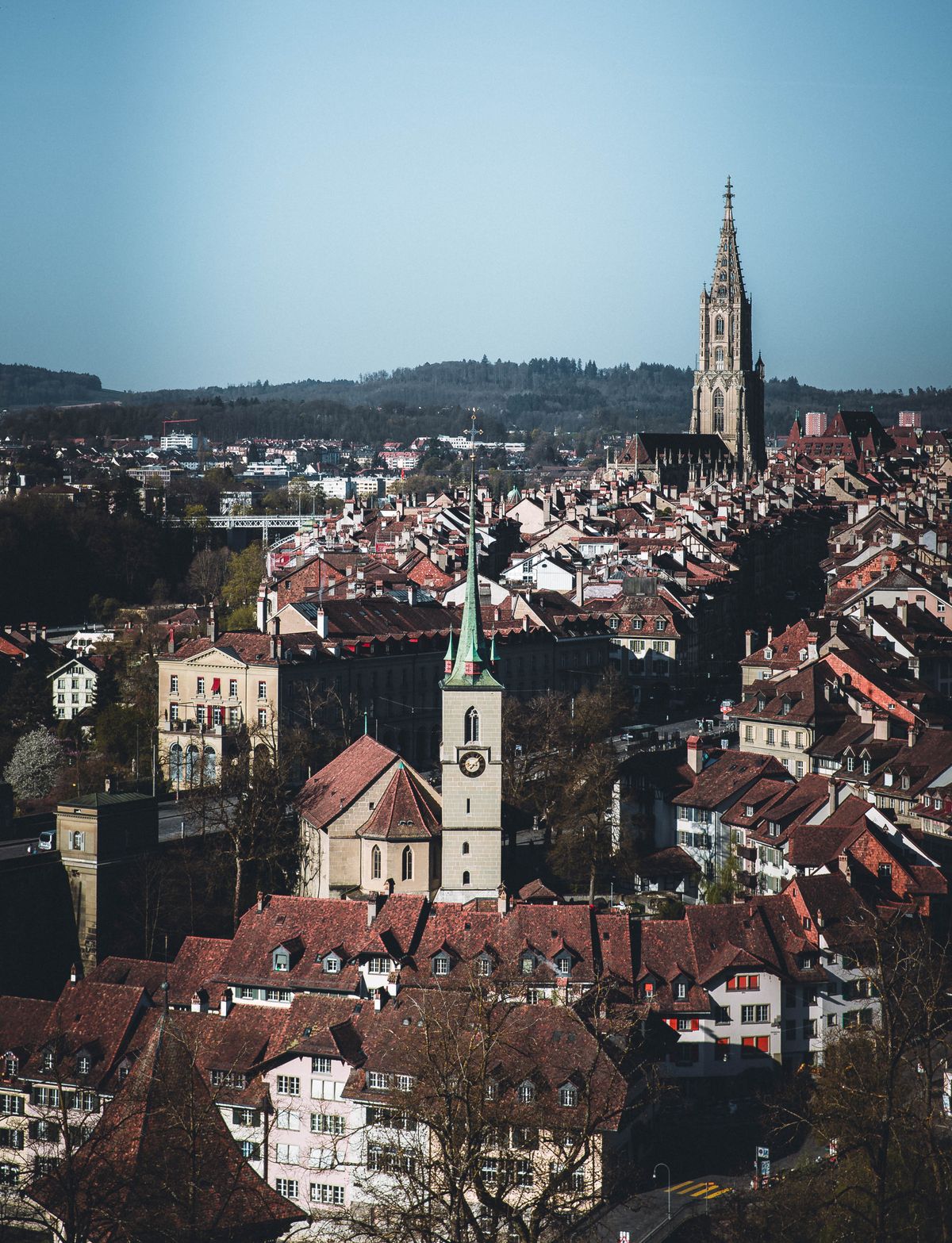 Bern's old town rooftops around the Minster spire