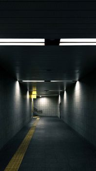 A moody, dimly lit subway tunnel in Ho Chi Minh City, Vietnam. Ideal for urban exploration themes.
